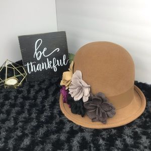 Scala Cloche Floral Wool Hat